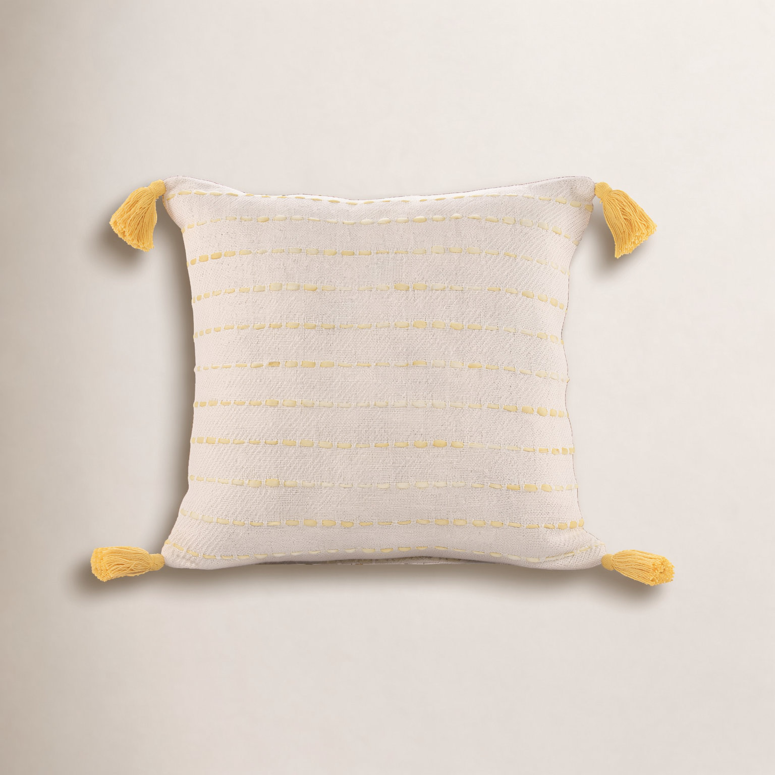 Hainsly 20" x 20" Pillow Cover, Pillow Cover Only - No Insert, Gold Yellow/Natural