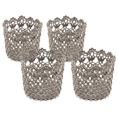 Panier en dentelle - ensemble de 4 - 5,3 po x 4,8 po - gris