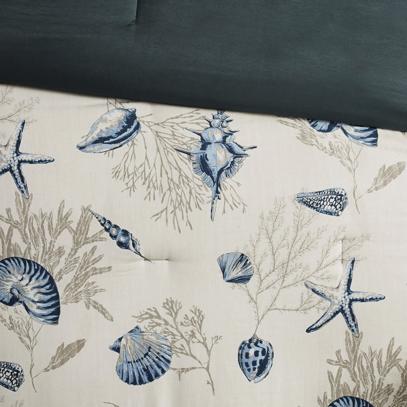 Édredon grand bleu - 100% coton avec motif et coussins décoratifs de taille 270g / m2