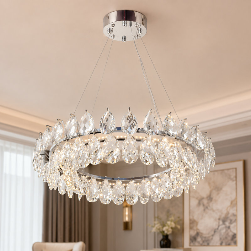 Lustre en cristal de luxe moderne avec ensemble de lumières DEL