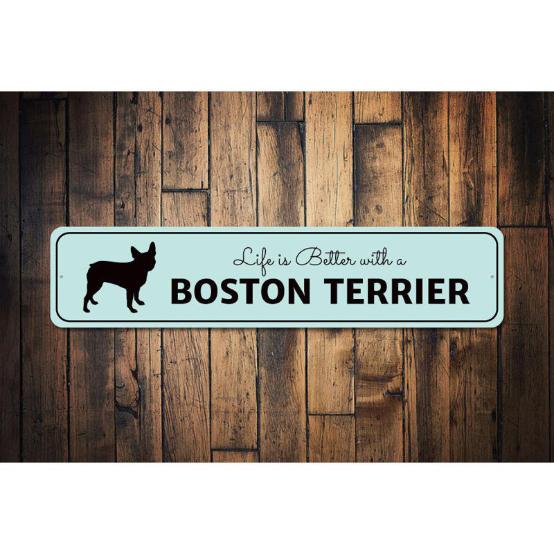 Plaque en aluminium Boston Terrier Life, H 6 po x l 24 po x P 0,06 po