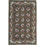 Hand-Knotted High-Quality Black, Pink, and Brown Area Rug