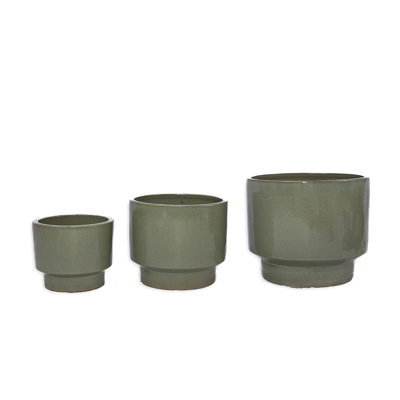 3 Pieces Ceramic Flowerpot, Modern Planter