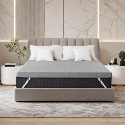 3 Inch Gel Memory Foam Mattress Topper, Ventilated High Density Pad For Back Pain, Bed Topper With Removable Soft Cover, Certipur-Us Certified,Grey