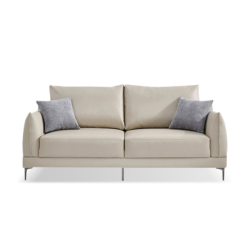 Causeuse-coussin standard en similicuir blanc crème, 33.46" H x 70.87" W x 33.46" D