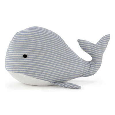 Striped Whale Fabric Weighted Floor Stop
