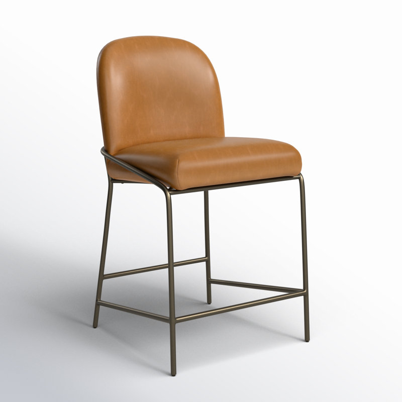 Laina Upholstered Counter Stool with Metal Frame, Faux Leather  Sierra Butterscotch, Bar Stool (30.5" Seat Height)