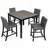 5-Piece Counter Height Square Dining Table Set with 4 Upholstered Chairs