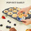 Moules à muffins en silicone pour la cuisson avec cadre en métal, moules à œufs, moules à petits gâteaux 12 tailles régulières, moules à muffins antiadhésifs faciles à faire sauter pour four-129846416-129846419