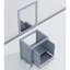 Meuble-lavabo gris foncé de 76 cm de largeur avec miroir de 71 cm, profondeur de 56 cm, un placard et un tiroir offrant beaucoup d'espace de rangement.