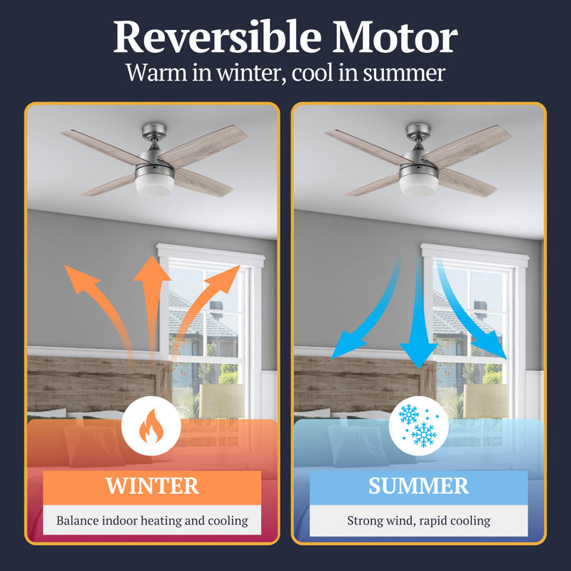 Frittelli 44'' Ceiling Fan with LED Lights and Remote Included, Pewter