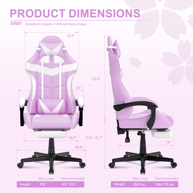 Fauteuil de jeu ergonomique pour adultes Soontrans, Mauve clair