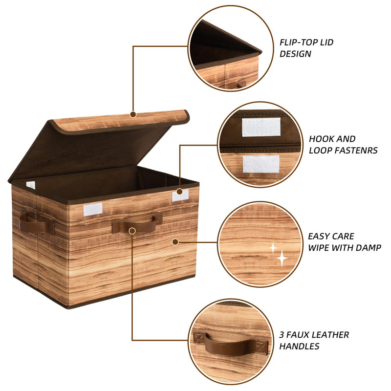 Large Storage Bins with Lids Set of 2, Brown