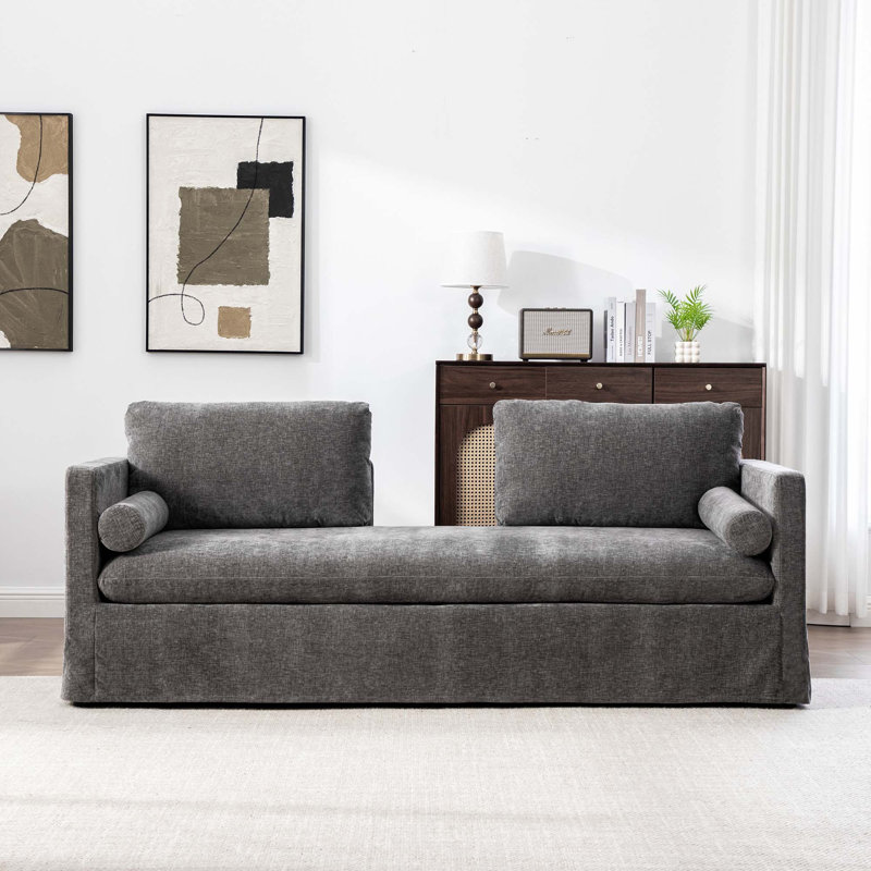 Canapé surdimensionné en chenille 2 places de 82,68 po de large avec coussins, idéal pour les chambres à coucher, les salons et les coins-fenêtres