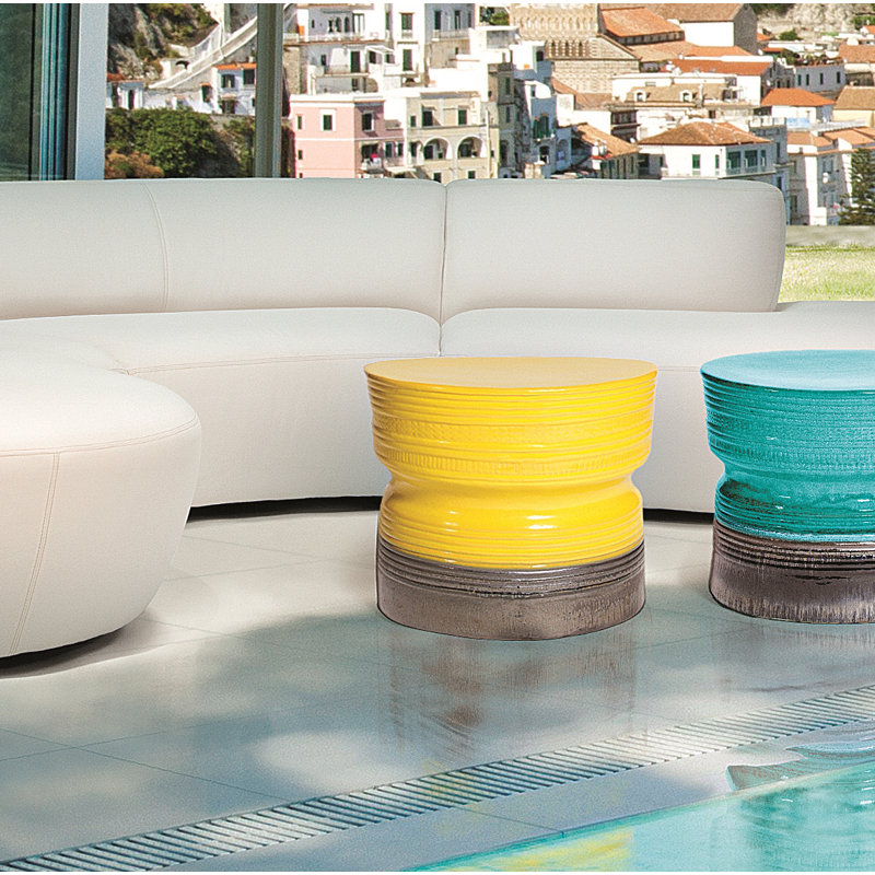 Ancaris Garden Stool, Metallic / Yellow
