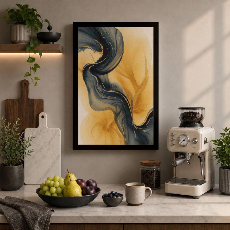 Flowing Forms Japandi - Wrapped Canvas, 36x24 - 91.4 x 61.0 cm, White Border