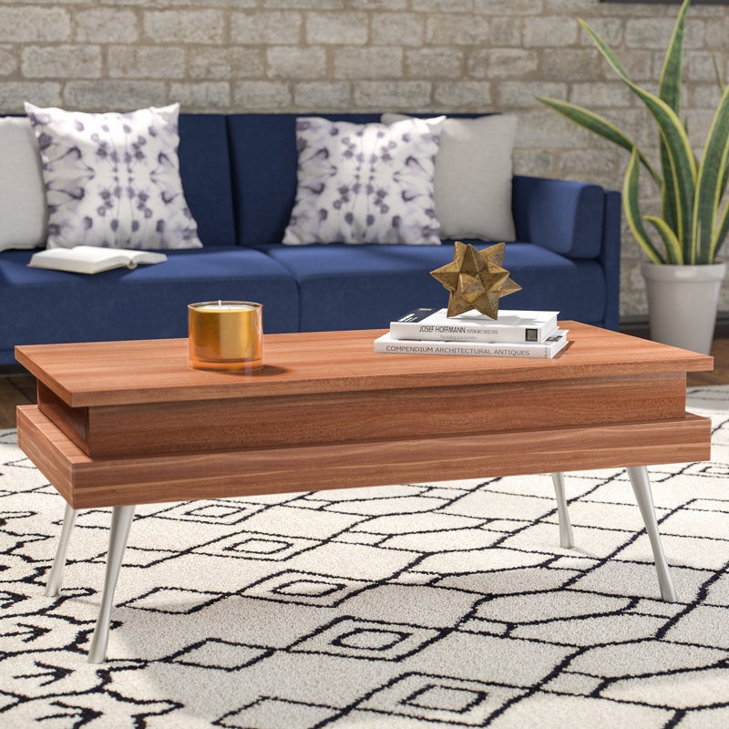Table basse à plateau relevable avec rangement Kitzmiller, Noyer