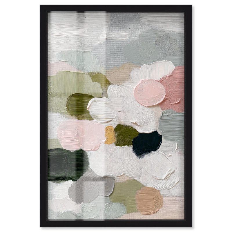 «Field of Soft Colors I Green Decor Shadowbox» par Art Remedy, H 16 po x l 11 po, Noir