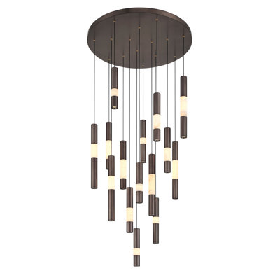 Ronda, Chandelier , 15-Light, 32", Harlow Bronze, Alabaster