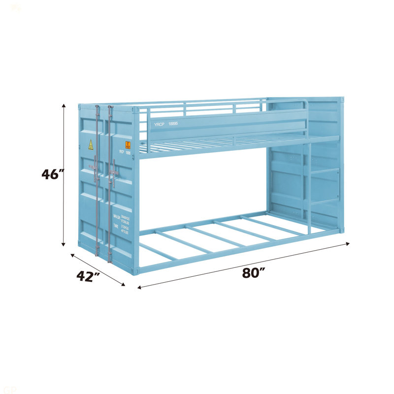 Cargo Aqua Finish Twin/Twin Bunk Bed, Aqua