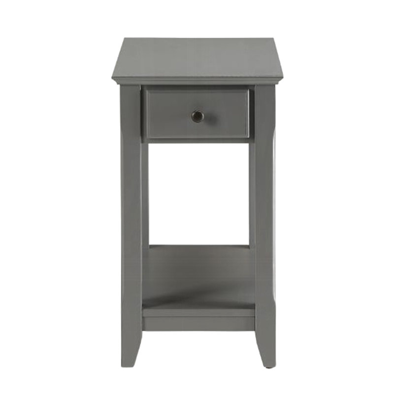 Table d'appoint rectangulaire grise avec un tiroir et une tablette, pour les salons principaux