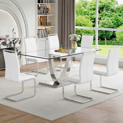 Ensemble de table de salle à manger en verre