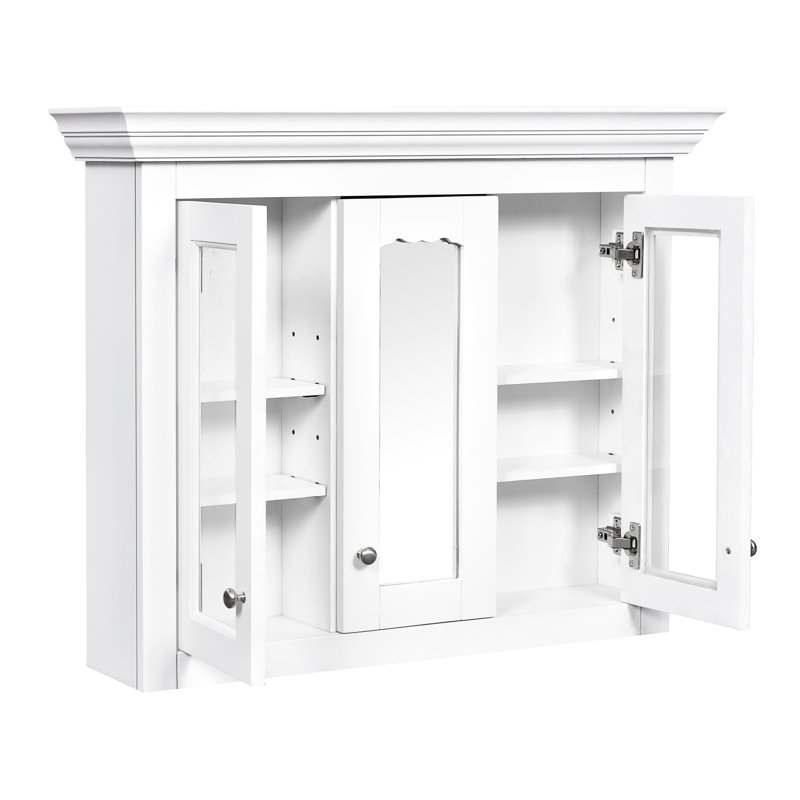 Armoire de rangement murale 35 po avec miroir et rangement, 5 tablettes réglables, conception moderne, peu encombrante, facile à assembler et à ranger, armoire de rangement blanche