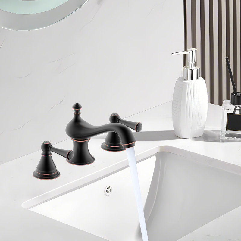 Robinet de salle de bain espacé Derengge, Bronze frotté à l'huile