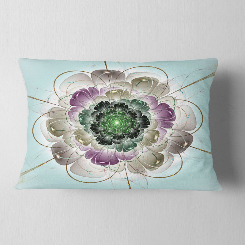  Coussin lombaire abstrait à motif floral fractal