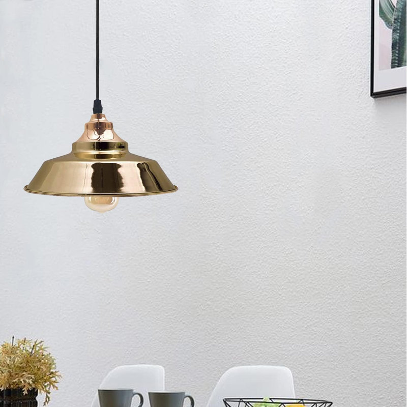 1 - Light Satin Nickel Cone Pendant, French Gold