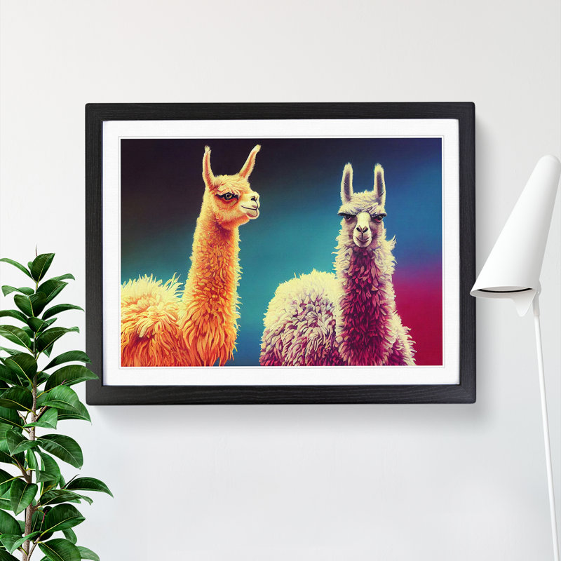 Epic Llamas - Framed Print, Black, 25cm H x 34cm W x 2cm D