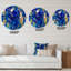 Or et bleu marbré texture ondulée II - horloge murale moderne-59914946