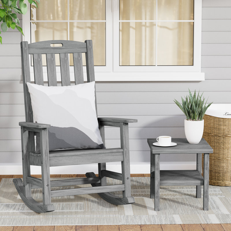 Chaise berçante surdimensionnée pour l'extérieur - Chaise berçante de patio à dossier haut toutes saisons, Gris foncé