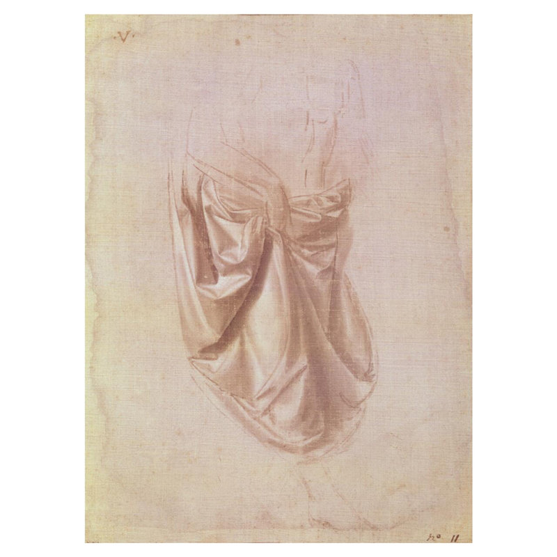 Étude de draperie (gouache sur toile) par Leonardo Da Vinci - Estampe numérique, H 40 po x l 32 po