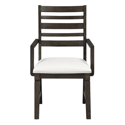 De 2 chaises avec accoudoirs classiques foncés, revêtement texturé beige, support de 250 lb, pour chaise de salle à manger 2, limite de poids de 250 lb, pièce