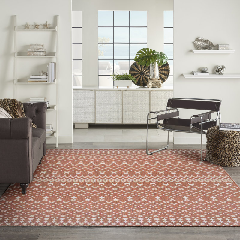 Nourison Positano 10' x 14' Terracotta Modern Rug, Terracotta, Rectangle 10' x 14'