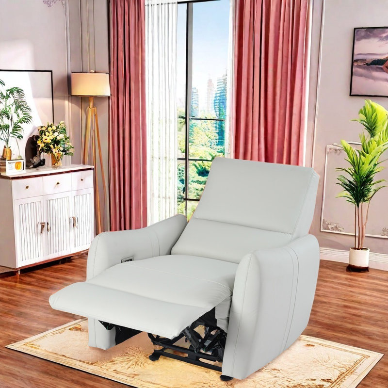Pu Leather 270° Swivel Rocking Recliner Chair With 30° Rocking & 95-150° Reclining, Overstuffed Padding, For Living Room, Bedroom