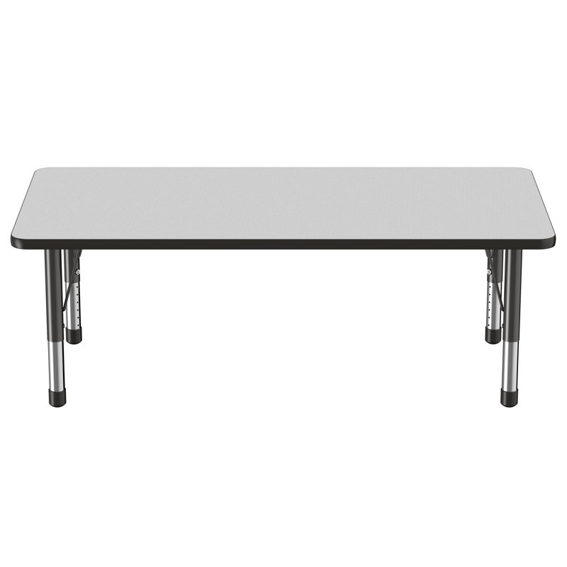 Table d'activité rectangulaire à hauteur réglable en forme de T, Gris / Noir, Épais, 24 po x 72 po
