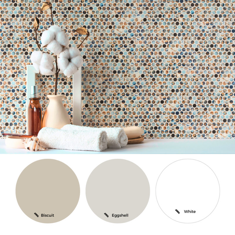 Eterna Penny 12"x12" Recycled Glass Mosaic Tile, Mauna Blis