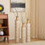 Ensemble de 3 vases de sol en métal 32,3 pouces de hauteur, motif cylindrique blanc et feuille d'or