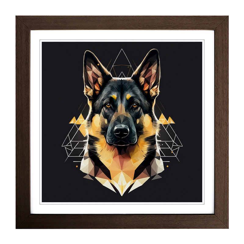 German Shepherd Geometric - Framed Print