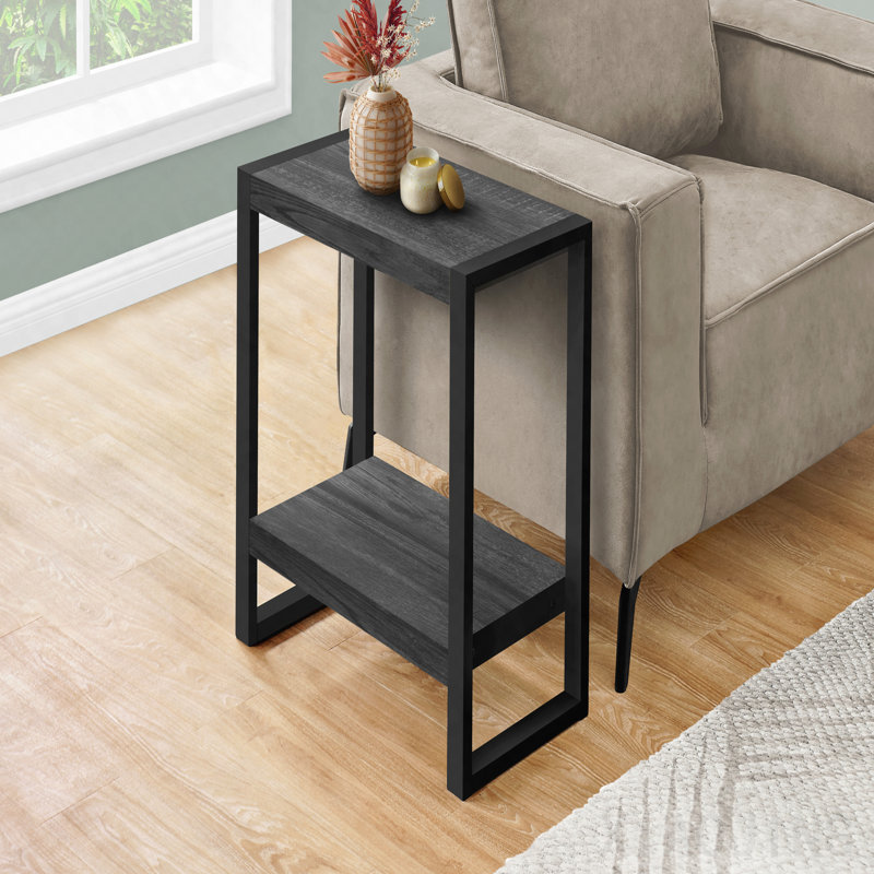Table de bout d'appoint industrielle en stratifié noir et métal noir, Noir