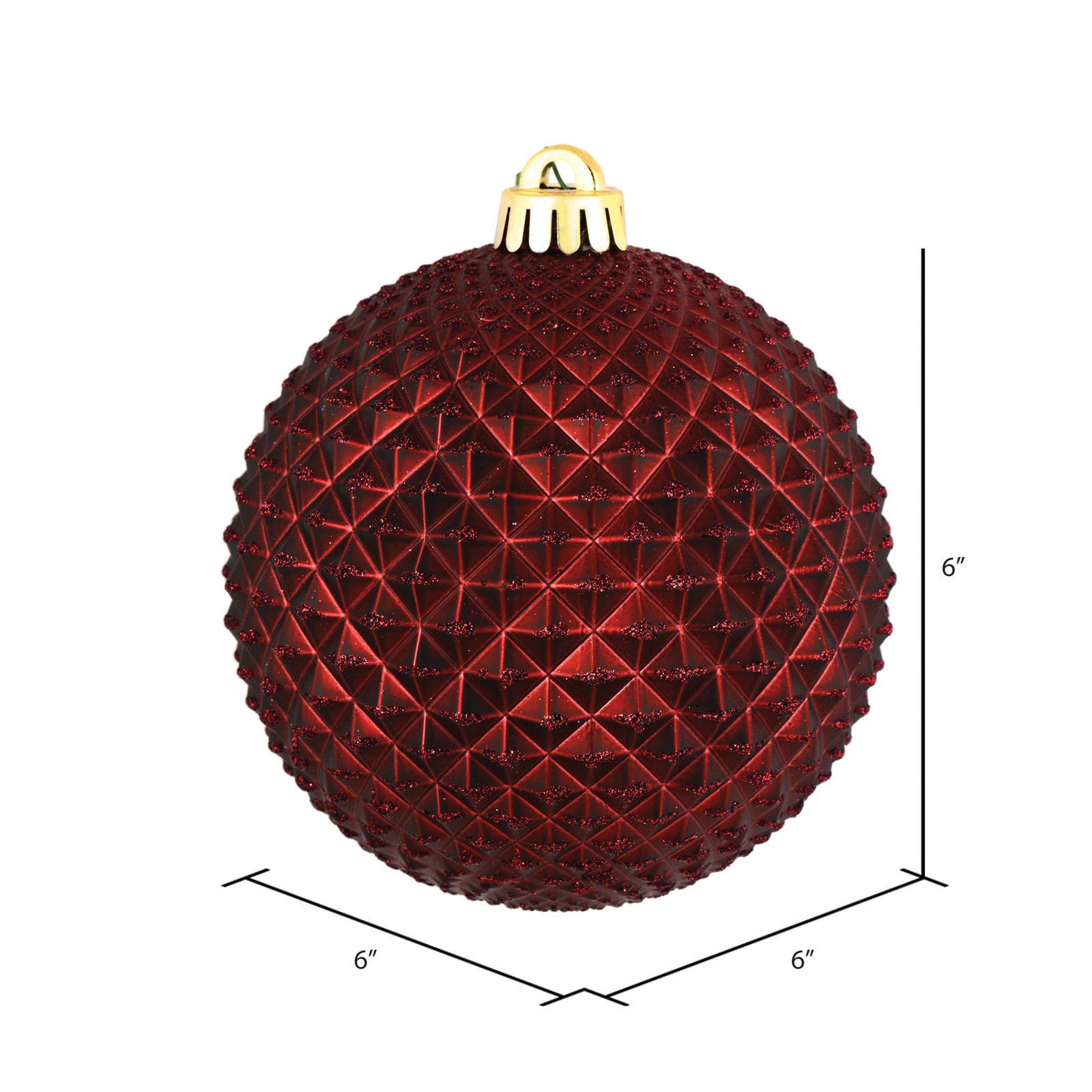 Durian Glitter Ball Ornament, Burgundy