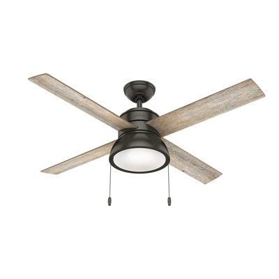 Ventilateur de plafond standard à DEL à 4 pales de 52 po avec chaînette et ensemble d'éclairage inclus Loki
