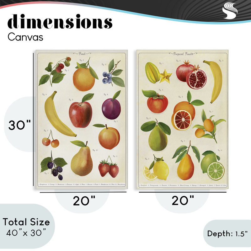 Ensemble de 2 toiles Kitchen Kitchen Fruit, design par Diane Neukirch, 30 x 20