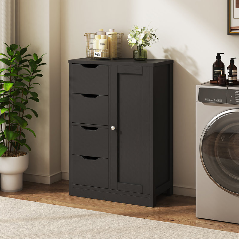 Eitvydas Freestanding Bathroom Cabinet, Black