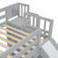 Lit simple superposé au dessus d'un lit double avec glissade, escalier de rangement, lit superposé en bois de pin massif avec garde-corps-2079771124