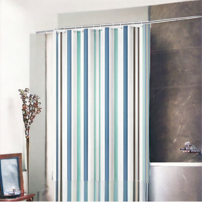 Striped Shower Curtain with Hooks Included
