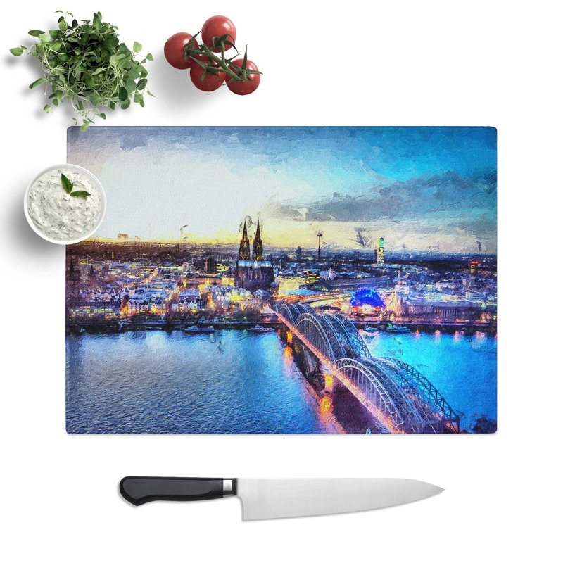 Glass Hohenzollern Bridge in Cologne Germany Chopping Board, 39 cm W x 28.5 cm L