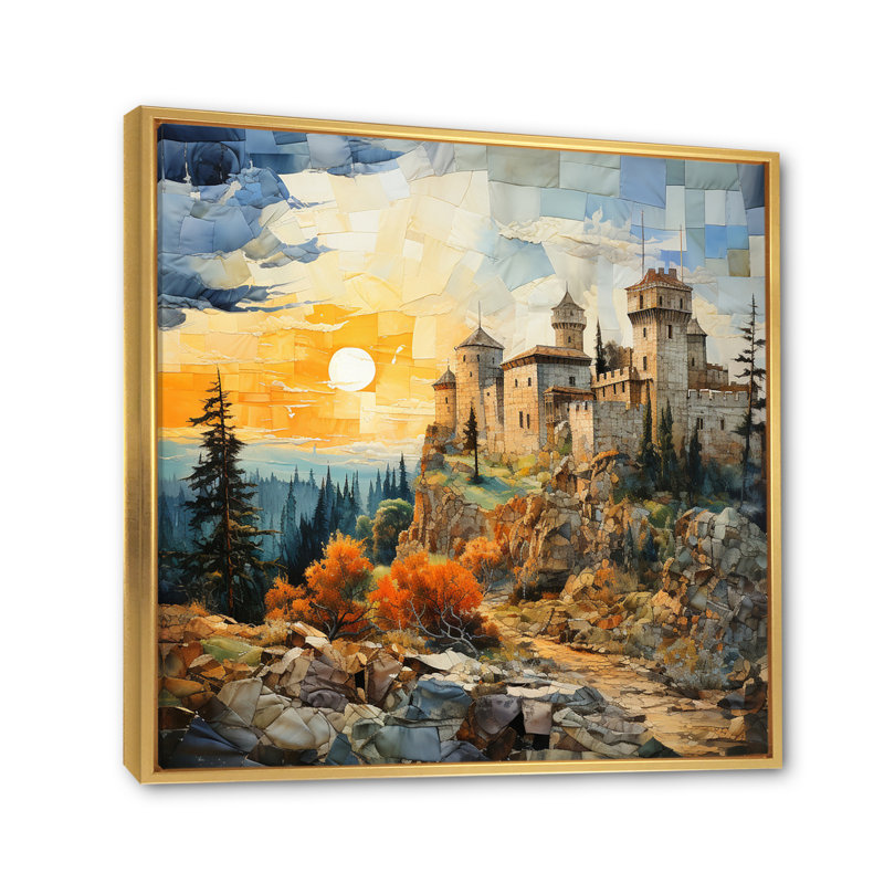 " Landscape Castles Timeless Chroma ", 24" H x 24" W x 1" D, Gold Floater Framed